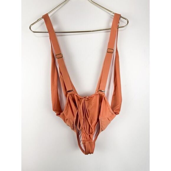 HAH Hot-As-Hell Comin in HAHT Plunge One-Piece Swimsuit sz M Sexy Beach Pool - Picture 3 of 4